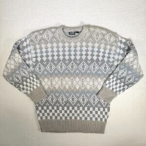 Stefano Man Sweater Crewneck L Retro Vtg‎ Grandpacore Grunge Indie Nerd Academia